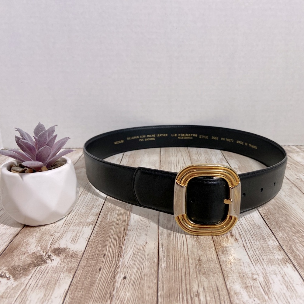 Vintage 1988 Liz Claiborne Belt Leather Black